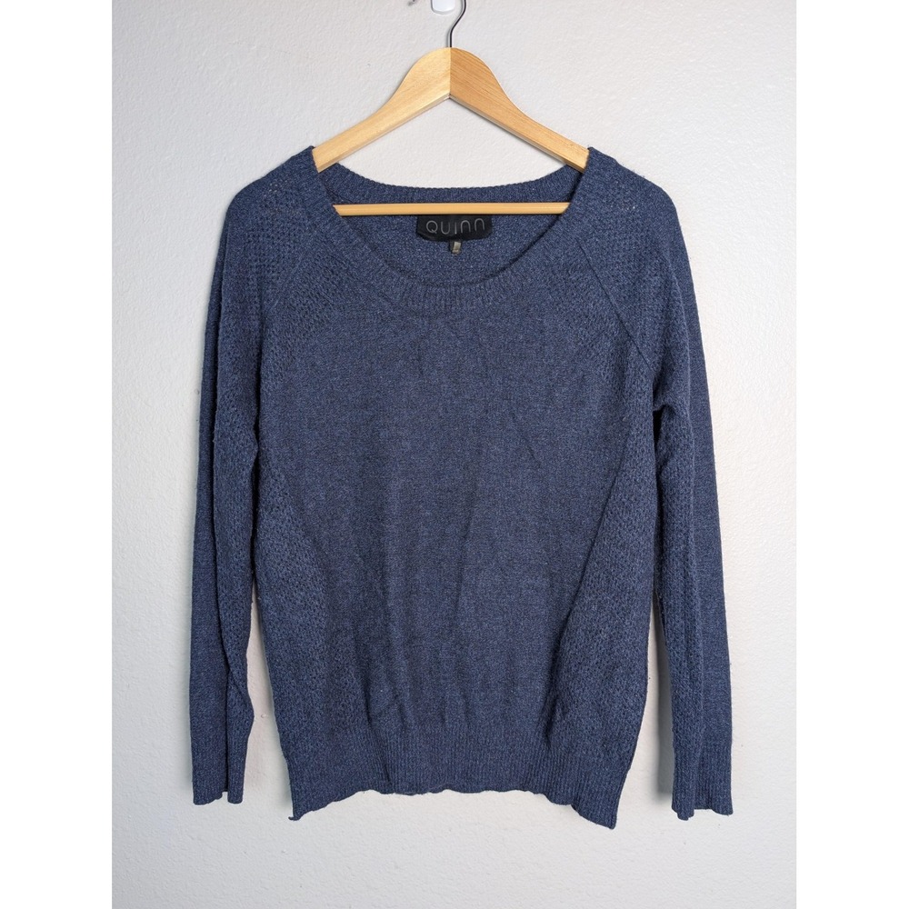 Quinn Sweater‎ Womens Medium Blue 100% Cashmere Scoop Neck Raglan Pullover Knit